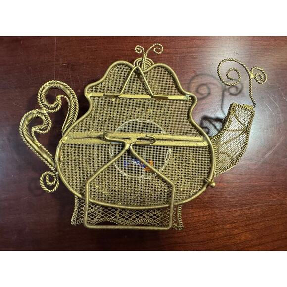 Vtg Wire Framed Teapot Kettle Clock Free Standing Battery Operated Quartz Works! - Picture 8 of 8